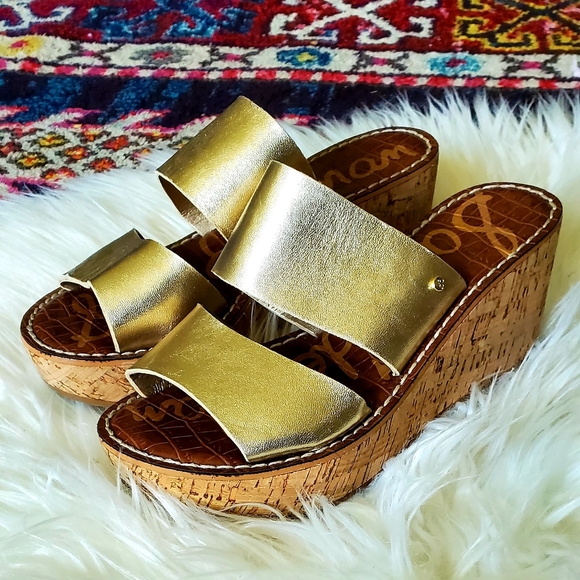 Sam Edelman Shoes - Sam Edelman Gold Rydell Wedges